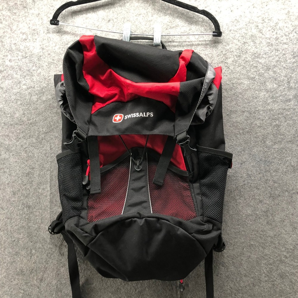 SwissAlps Hiking Backpack Red Black Outdoor Camping Daypack Bag Large Airflow